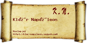 Klár Napóleon névjegykártya